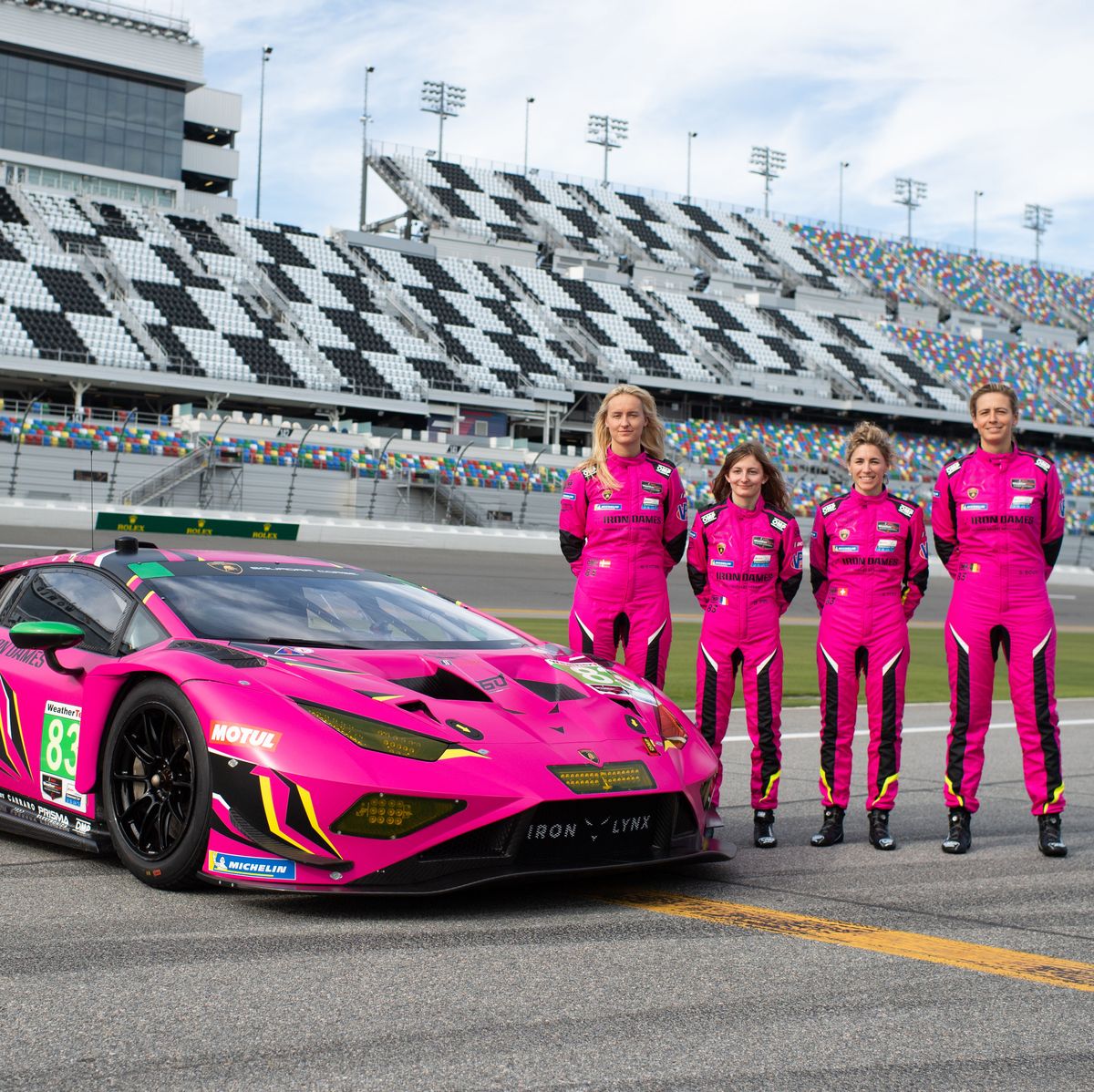 iron dames pose with their lambo